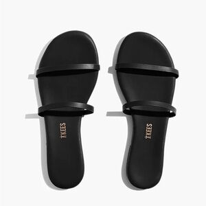 TKEES Gemma Slide Strappy Leather Sandals Black Sable